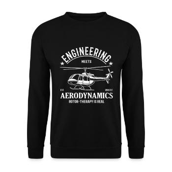 Hubschrauber – Engineering meets Aerodynamics - Unisex Pullover - Schwarz - Vorne - Alina (178cm) & Michal (187cm)