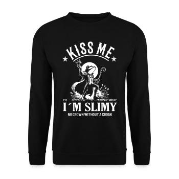 Funny Frog Prince Design – Humor meets fairy tale - Unisex Sweatshirt - black - Front - Alina (178cm) & Michal (187cm)