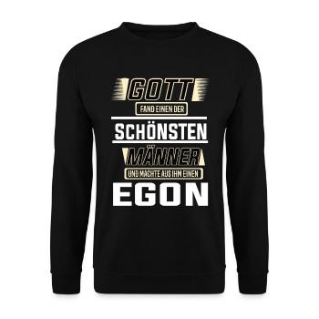 Egon der schönste Mann von Gott geformt Design - Unisex Pullover - Schwarz - Vorne - Alina (178cm) & Michal (187cm)