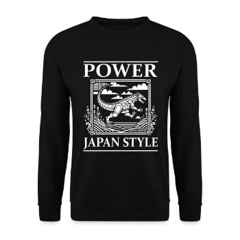 Conception de puissance de bande dessinée Kaiju - Style japonais - Sweat-shirt Unisexe - noir - Devant - Alina (178cm) & Michal (187cm)