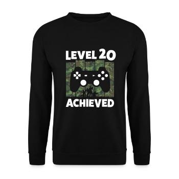 20ÈME ANNIVERSAIRE NIVEAU 20 CADEAU DE JEU RÉALISÉ - Sweat-shirt Unisexe - noir - Devant - Alina (178cm) & Michal (187cm)