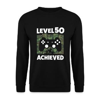 50TH BIRTHDAY LEVEL 50 ACHIEVED GAMER GIFT - Unisex Sweatshirt - black - Front - Alina (178cm) & Michal (187cm)