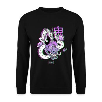 Oni Hannya Vaporwave Aesthetic Dragon Japan démon - Sweat-shirt Unisexe - noir - Devant - Alina (178cm) & Michal (187cm)