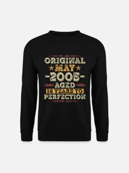 18. Geburtstag Mai 2005 Jahrgang Vintage Geschenk - Unisex Pullover - Schwarz