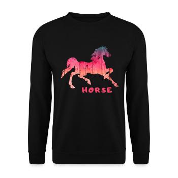 Wooden Style: Horse Design Free Horse - Unisex Sweatshirt - black - Front - Alina (178cm) & Michal (187cm)