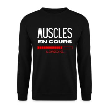 Humour musculation, muscu drôle muscles en cours - Sweat-shirt Unisexe - noir - Devant - Alina (178cm) & Michal (187cm)