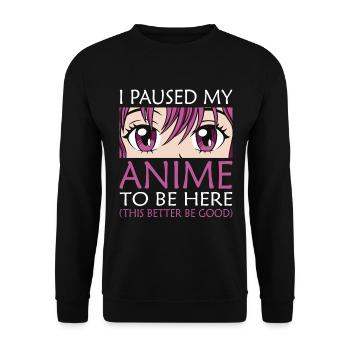 I paused my Anime - Unisex Pullover - Schwarz - Vorne - Alina (178cm) & Michal (187cm)