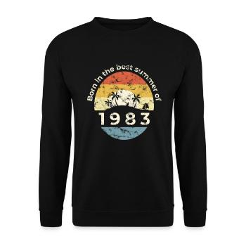 38e anniversaire Vintage né 1983 cadeau de fête - Sweat-shirt Unisexe - noir - Devant - Alina (178cm) & Michal (187cm)