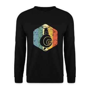Coole Schnecke Schneckenhaus Schneckchen Geschenk - Unisex Pullover - Schwarz - Vorne - Alina (178cm) & Michal (187cm)
