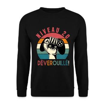 Anniversaire 20 ans gamer cadeau 20e anniversaire - Sweat-shirt Unisexe - noir - Devant - Alina (178cm) & Michal (187cm)