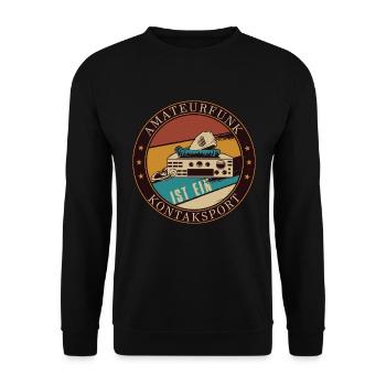 Amateurfunk ist Kontaktsport Geschenkidee - Unisex Pullover - Schwarz - Vorne - Alina (178cm) & Michal (187cm)