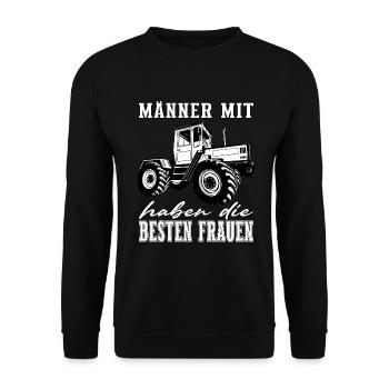 Männer mit MBTrac - Offroad - Universal Motorgerät - Unisex Pullover - Schwarz - Vorne - Alina (178cm) & Michal (187cm)