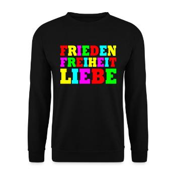 Frieden freiheit liebe - Unisex Pullover - Schwarz - Vorne - Alina (178cm) & Michal (187cm)