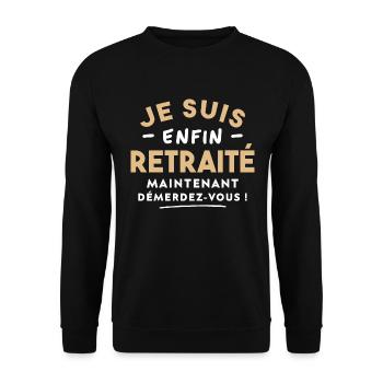 Je suis enfin retraité maintenant, Futur retraité - Sweat-shirt Unisexe - noir - Devant - Alina (178cm) & Michal (187cm)
