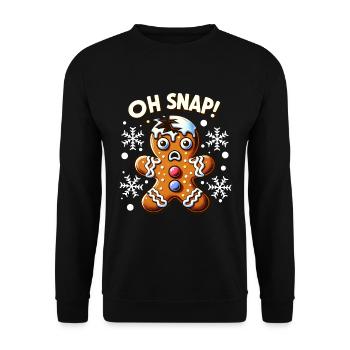 Lustiger Lebkuchenmann ,Bürohumor Weihnachtsfeier - Unisex Pullover - Schwarz - Vorne - Alina (178cm) & Michal (187cm)