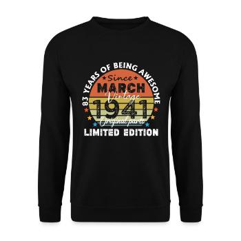 83 Jahre alt Baujahr 1941 Jahrgang März 1941 - Unisex Pullover - Schwarz - Vorne - Alina (178cm) & Michal (187cm)