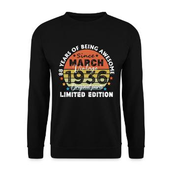 88 Years Old Made In 1936 Vintage March 1936 - Unisex Sweatshirt - black - Front - Alina (178cm) & Michal (187cm)