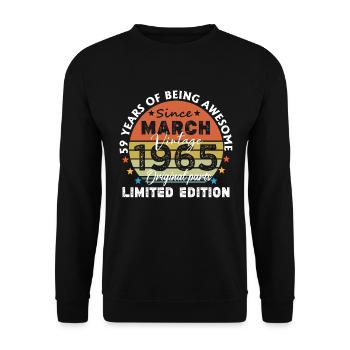 59 Years Old Made In 1965 Vintage March 1965 - Sweat-shirt Unisexe - noir - Devant - Alina (178cm) & Michal (187cm)