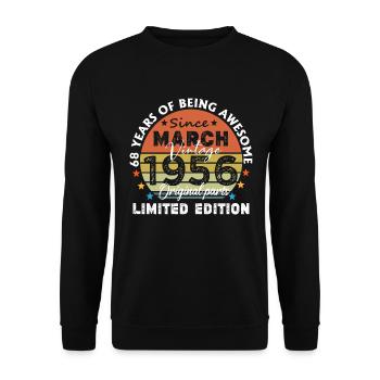 68 Years Old Made In 1956 Vintage March 1956 - Unisex Sweatshirt - black - Front - Alina (178cm) & Michal (187cm)