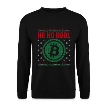 Ho Ho Hodl Bitcoin Noël laid Noël BTC - Sweat-shirt Unisexe - noir - Devant - Alina (178cm) & Michal (187cm)