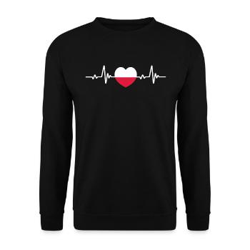 Poland Heart Polish Flag - Unisex Sweatshirt - black - Front - Alina (178cm) & Michal (187cm)