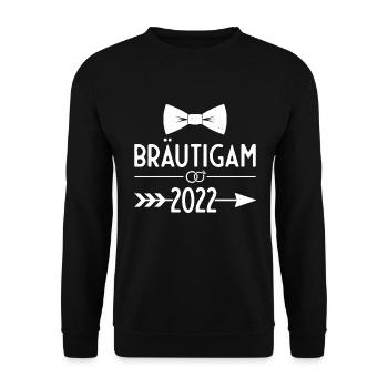 JGA 2022 Bräutigam 2022 Pfeil - Unisex Pullover - Schwarz - Vorne - Alina (178cm) & Michal (187cm)