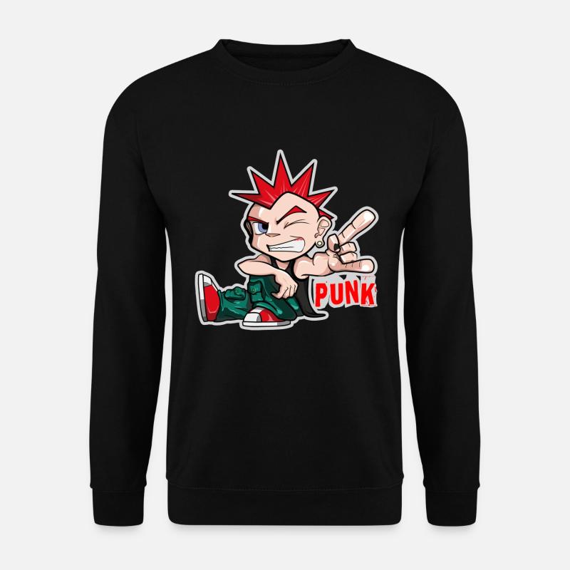 Punk Musik Punker Punkrock Irokesenschnitt Rocker - Unisex Pullover - Schwarz
