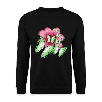 Butterflies Flower - Unisex Sweatshirt - black - Front - Alina (178cm) & Michal (187cm)