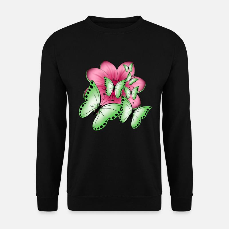 Schmetterlinge Blume - Unisex Pullover - Schwarz