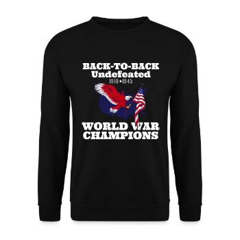 Deux fois champion invaincu de la Seconde Guerre mondiale 4. - Sweat-shirt Unisexe - noir - Devant - Alina (178cm) & Michal (187cm)