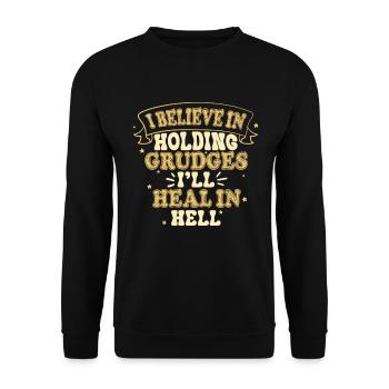 I believe in guilt that I feel in hell - Unisex Sweatshirt - black - Front - Alina (178cm) & Michal (187cm)