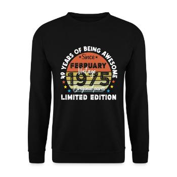 49 Years Old Made In 1975 Vintage February 1975 - Unisex Sweatshirt - black - Front - Alina (178cm) & Michal (187cm)