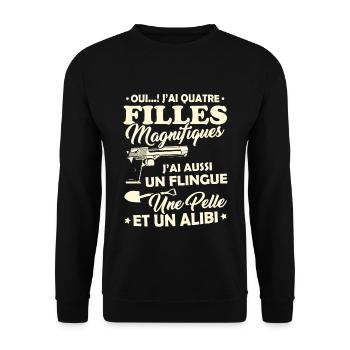 T-shirt for Dad - Four Beautiful Girls - Unisex Sweatshirt - black - Front - Alina (178cm) & Michal (187cm)