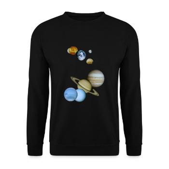 Rakete Planeten Astronaut shirt Geschenk Space - Unisex Pullover - Schwarz - Vorne - Alina (178cm) & Michal (187cm)