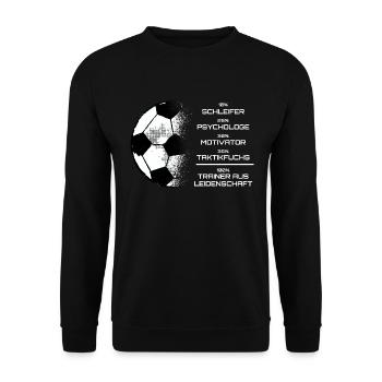 Fußballtrainer aus Leidenschaft Spruch Trainer - Unisex Pullover - Schwarz - Vorne - Alina (178cm) & Michal (187cm)