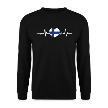Finnland Suomi Finnische Flagge - Unisex Pullover - Schwarz - Vorne - Alina (178cm) & Michal (187cm)