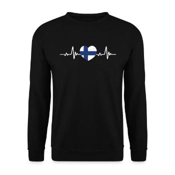 Finlande Coeur Finlande Suomi Drapeau finlandais Rétro - Sweat-shirt Unisexe - noir - Devant - Alina (178cm) & Michal (187cm)
