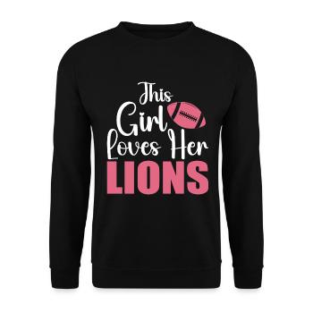 Dieses Mädchen liebt seine Löwen - Unisex Pullover - Schwarz - Vorne - Alina (178cm) & Michal (187cm)