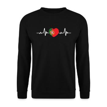 Portugal Herz Herzschlag Portugiesische Flagge - Unisex Pullover - Schwarz - Vorne - Alina (178cm) & Michal (187cm)