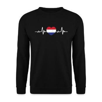 Holland Heart Netherlands Dutch flag - Unisex Sweatshirt - black - Front - Alina (178cm) & Michal (187cm)