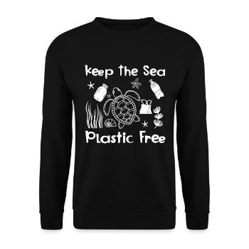 Keep The Sea Plastic Free Schildkröte Motiv - Unisex Pullover - Schwarz - Vorne - Alina (178cm) & Michal (187cm)