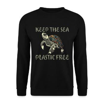 Gardez la mer sans plastique tortue Motif - Sweat-shirt Unisexe - noir - Devant - Alina (178cm) & Michal (187cm)