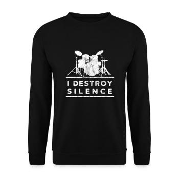 Je détruis le silence | Tambours | Bande de batteur - Sweat-shirt Unisexe - noir - Devant - Alina (178cm) & Michal (187cm)