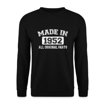 70th Birthday Made in 1952 All Original Parts - Unisex Sweatshirt - black - Front - Alina (178cm) & Michal (187cm)