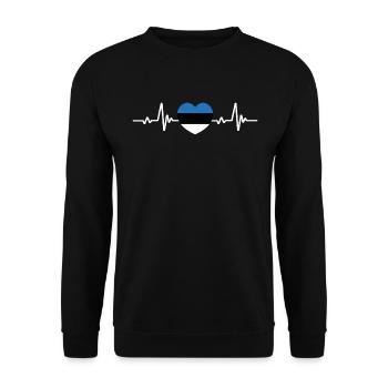 Estonia Herz Estland Estnische Flagge - Unisex Pullover - Schwarz - Vorne - Alina (178cm) & Michal (187cm)