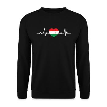 Ungarn Herz Ungarische Flagge Retro - Unisex Pullover - Schwarz - Vorne - Alina (178cm) & Michal (187cm)