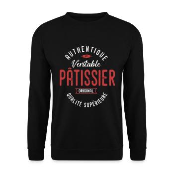 pâtissier authentique profession métier pâtissier - Sweat-shirt Unisexe - noir - Devant - Alina (178cm) & Michal (187cm)