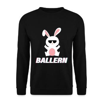 Cooler Rave Techno Hase Mittelfinger - Unisex Pullover - Schwarz - Vorne - Alina (178cm) & Michal (187cm)