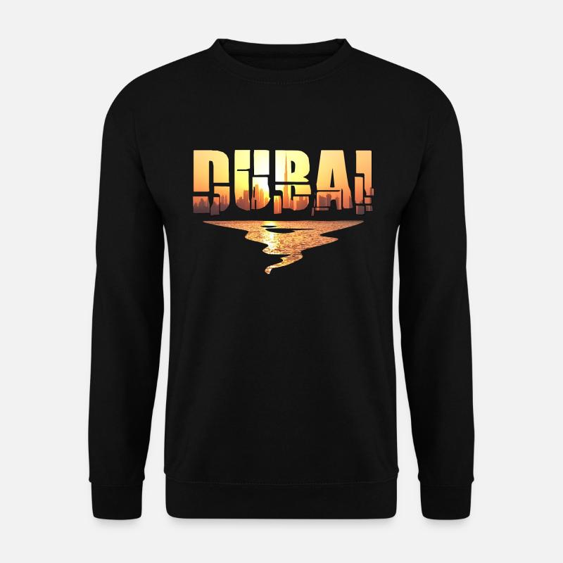 Dubai Skyline T-Shirt Sonnenuntergang Burj Khalifa - Unisex Pullover - Schwarz