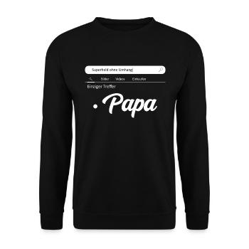 Superheld ohne Umhang Papa - Unisex Pullover - Schwarz - Vorne - Alina (178cm) & Michal (187cm)